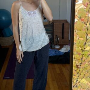 Vintage Fernando Sanchez Cream Lace Trim Cami Top